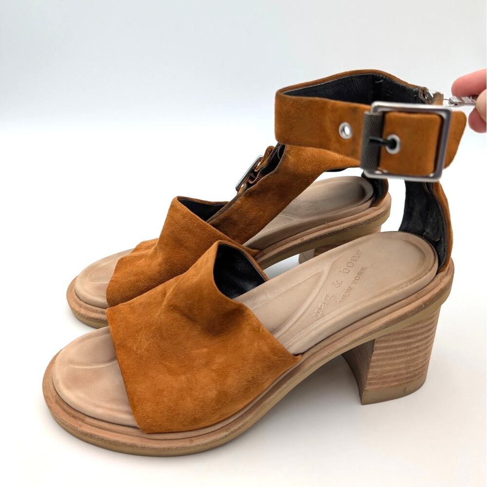 Rag & Bone Soren Block Heel Sandal Ankle Strap Women's Cuoro Size US6.5 EU37